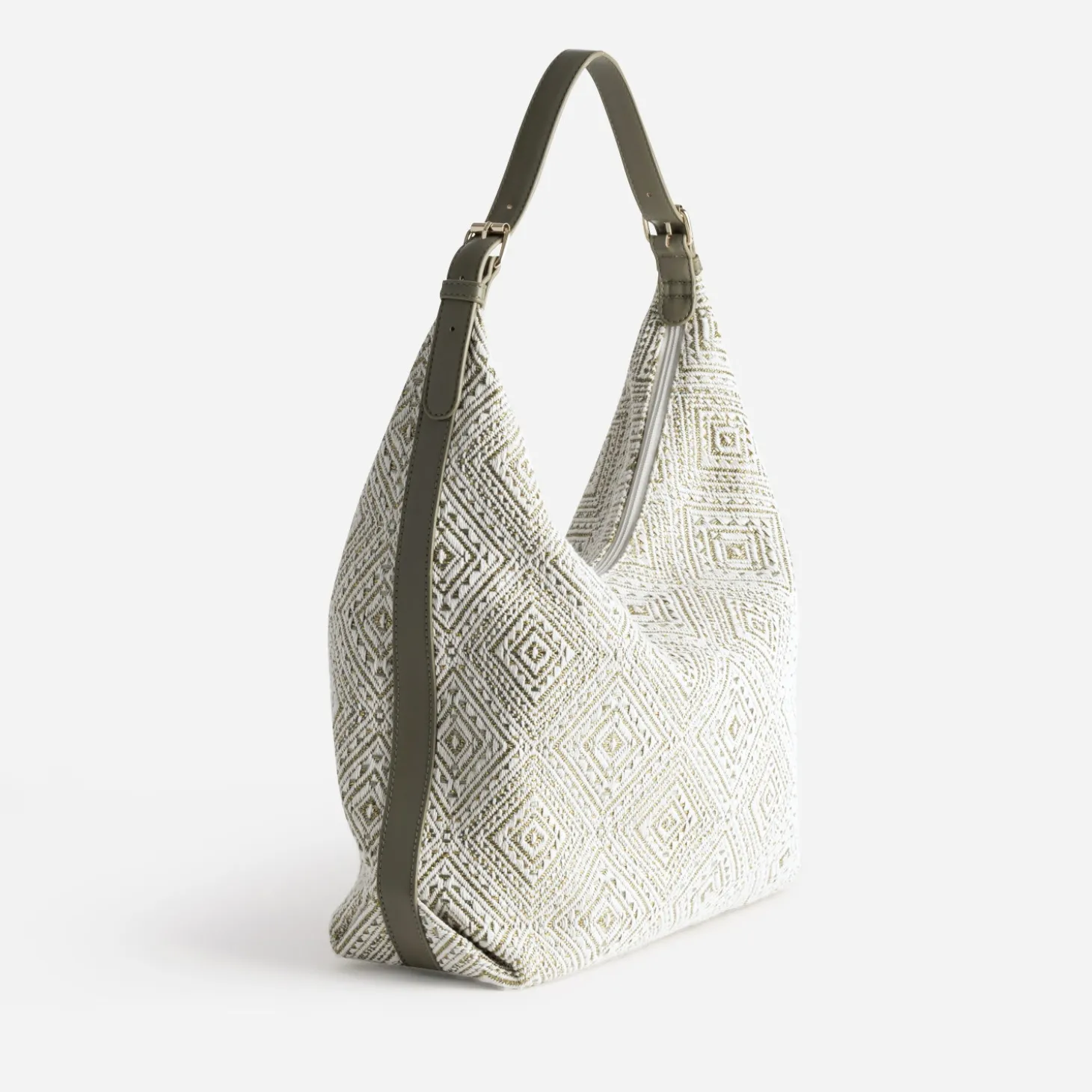 Grand sac kaki brodé
