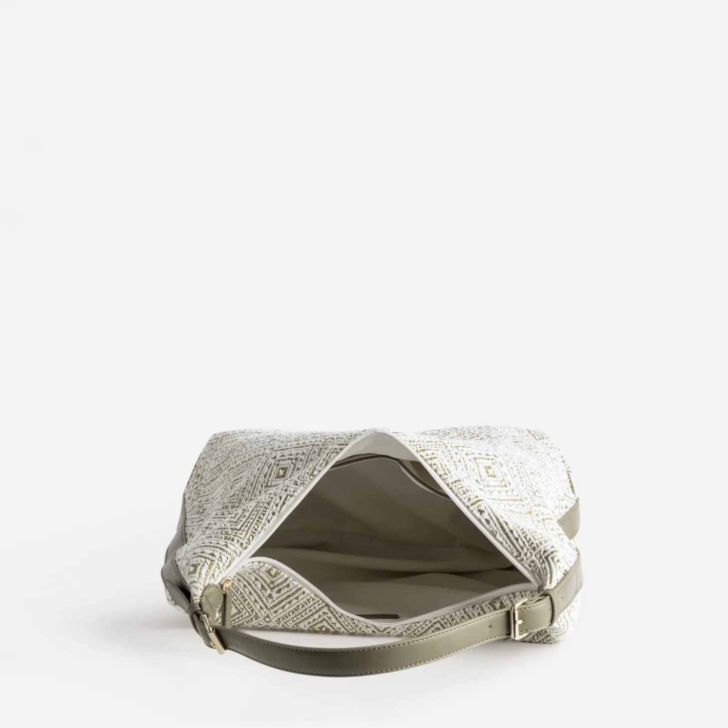 Grand sac kaki brodé