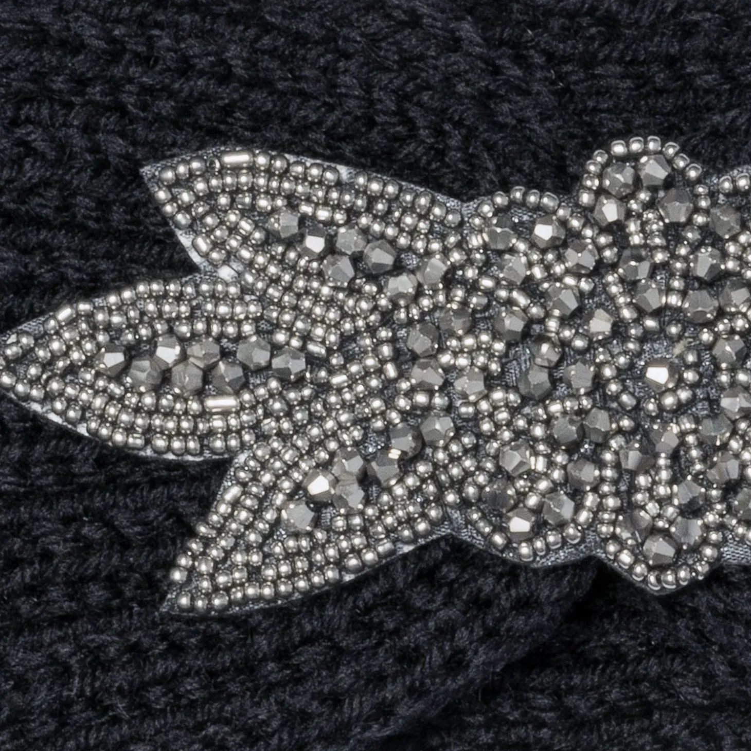 Headband-bijou TEXTO noir en maille
