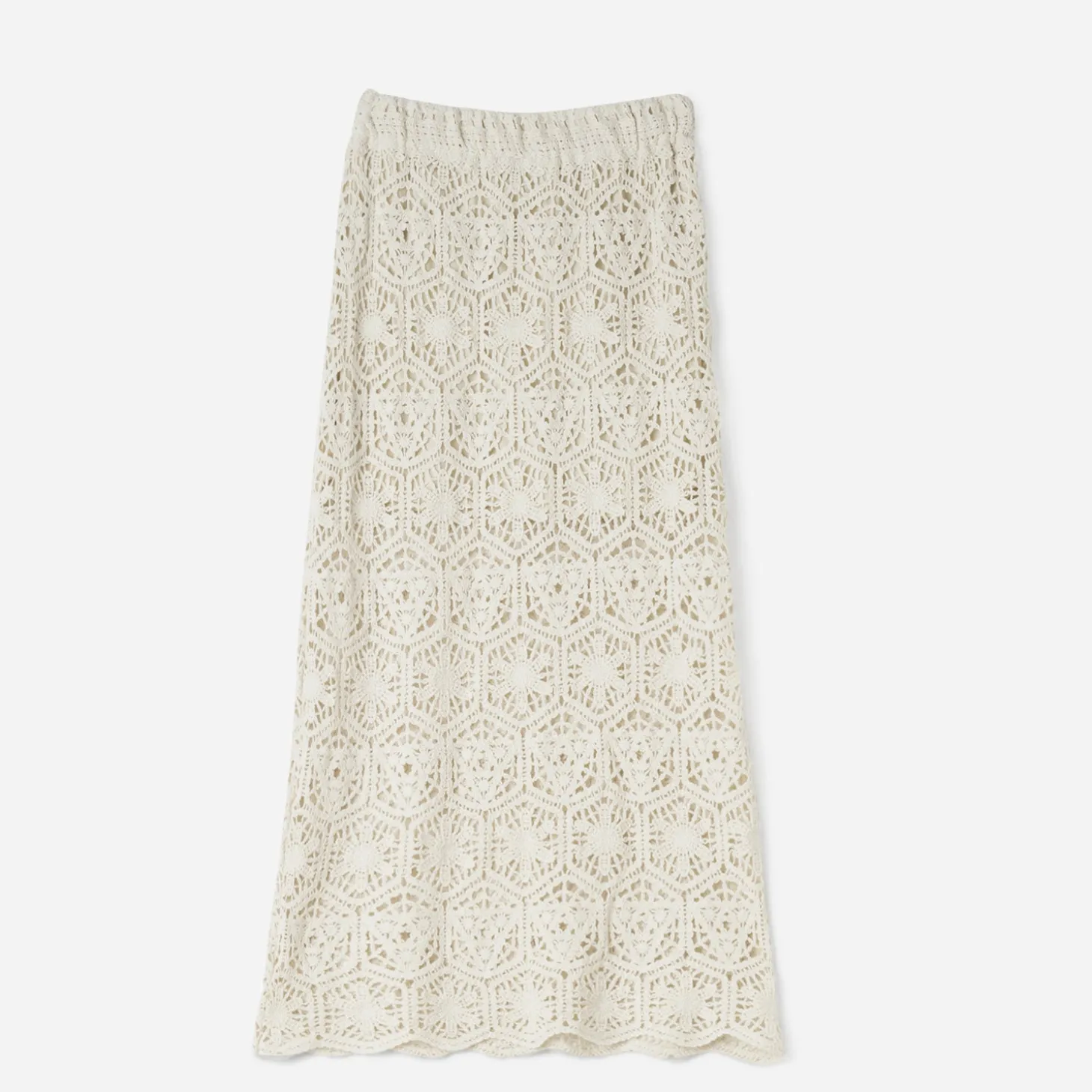 Jupe longue TEXTO écrue dentelle façon crochet