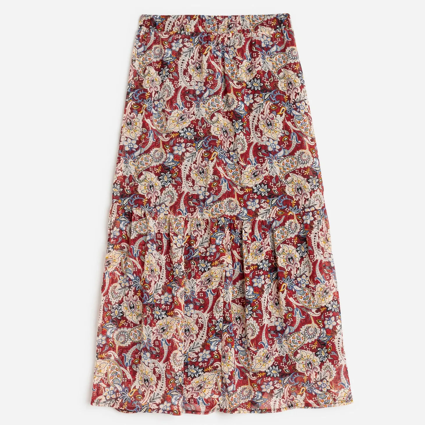 Jupe longue TEXTO rouge à motif cachemire floral