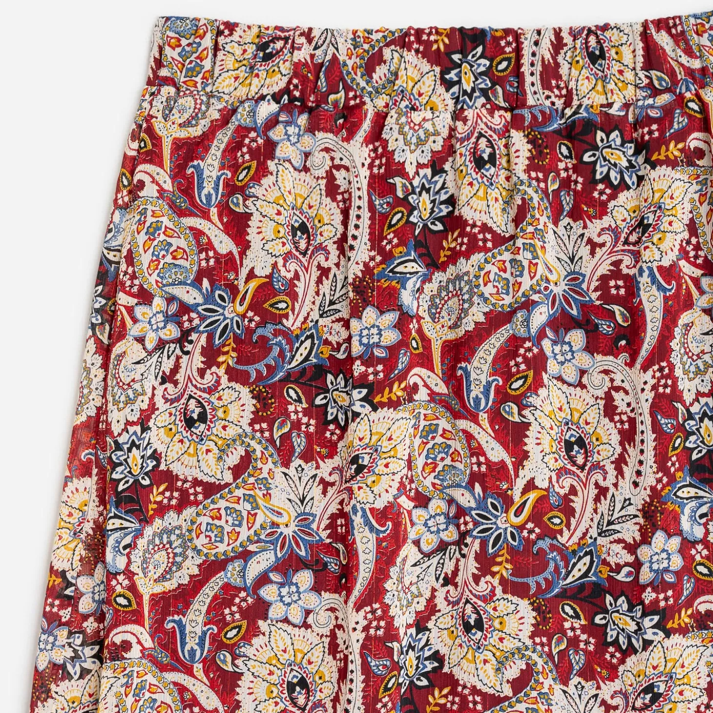 Jupe longue TEXTO rouge à motif cachemire floral