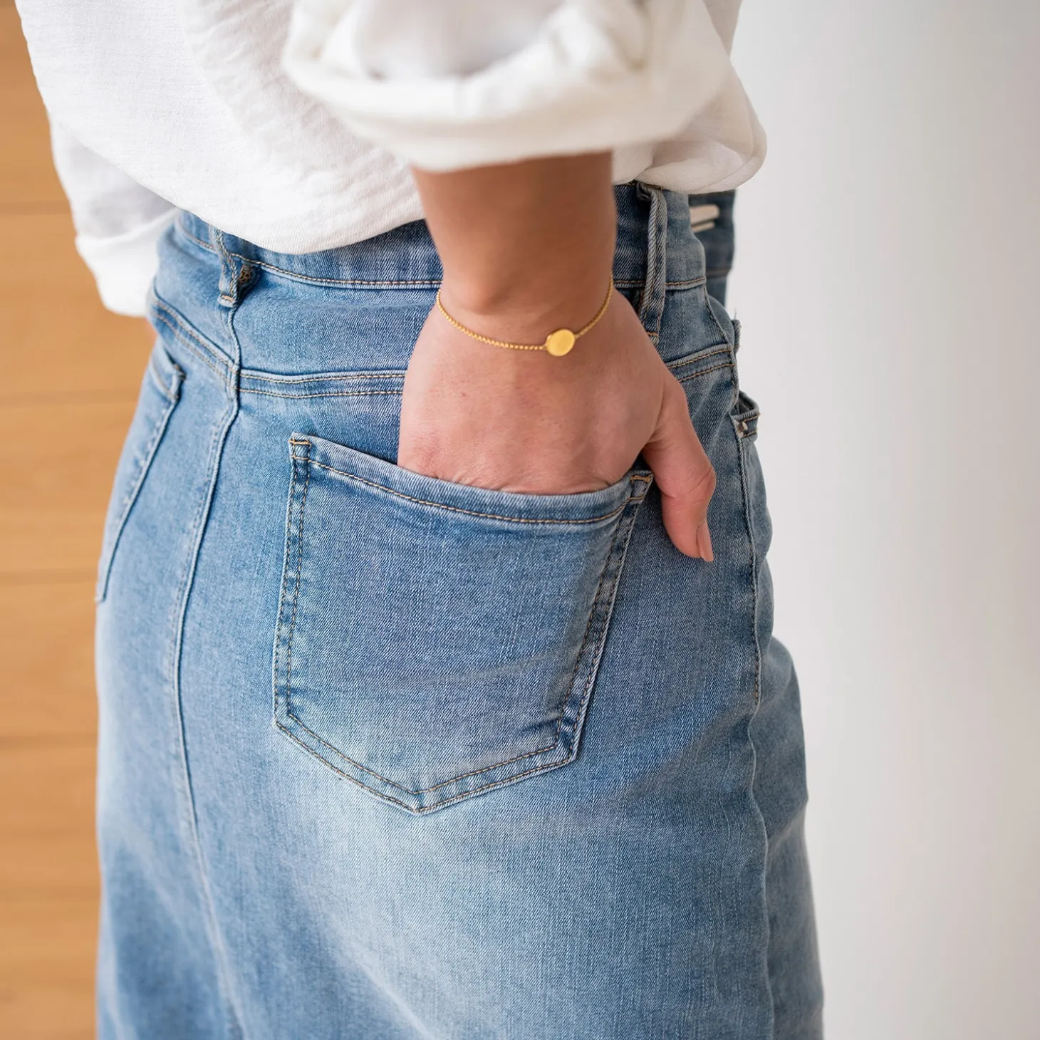 Jupe midi TEXTO bleu délavé en jean
