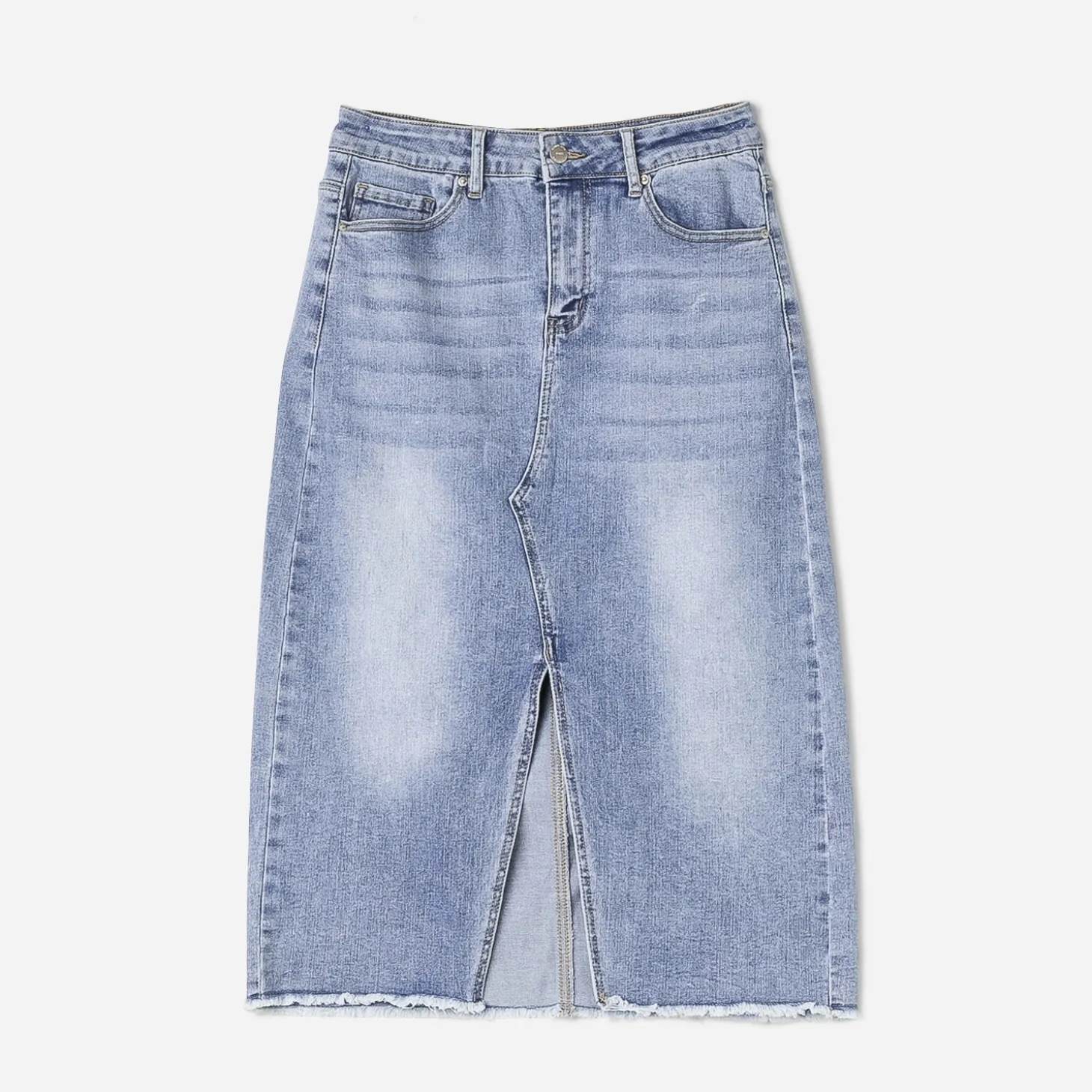 Jupe midi TEXTO bleu délavé en jean