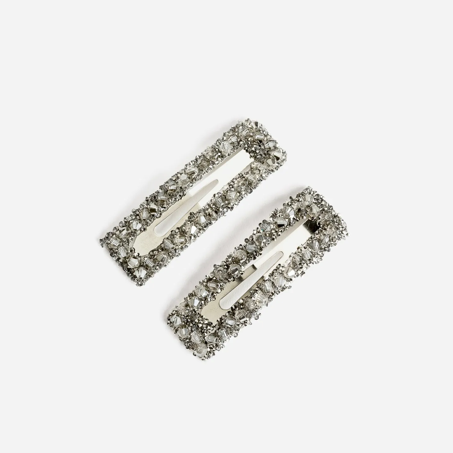 Lot de 2 barrettes-clip grises perlées