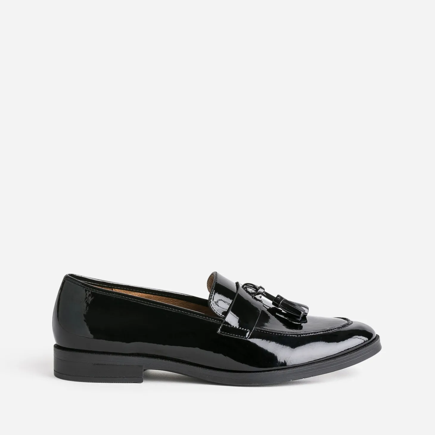 Mocassin à glands ERAM FLEX noir verni en cuir