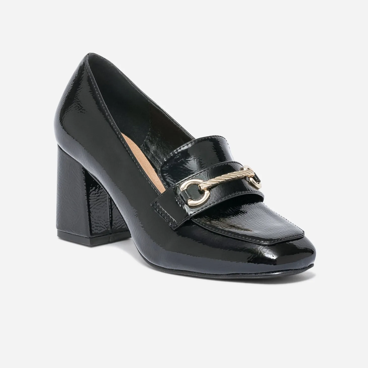 Mocassin à talon noir verni