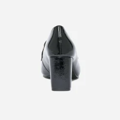 Mocassin à talon noir verni