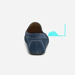 Mocassin bleu en cuir velours
