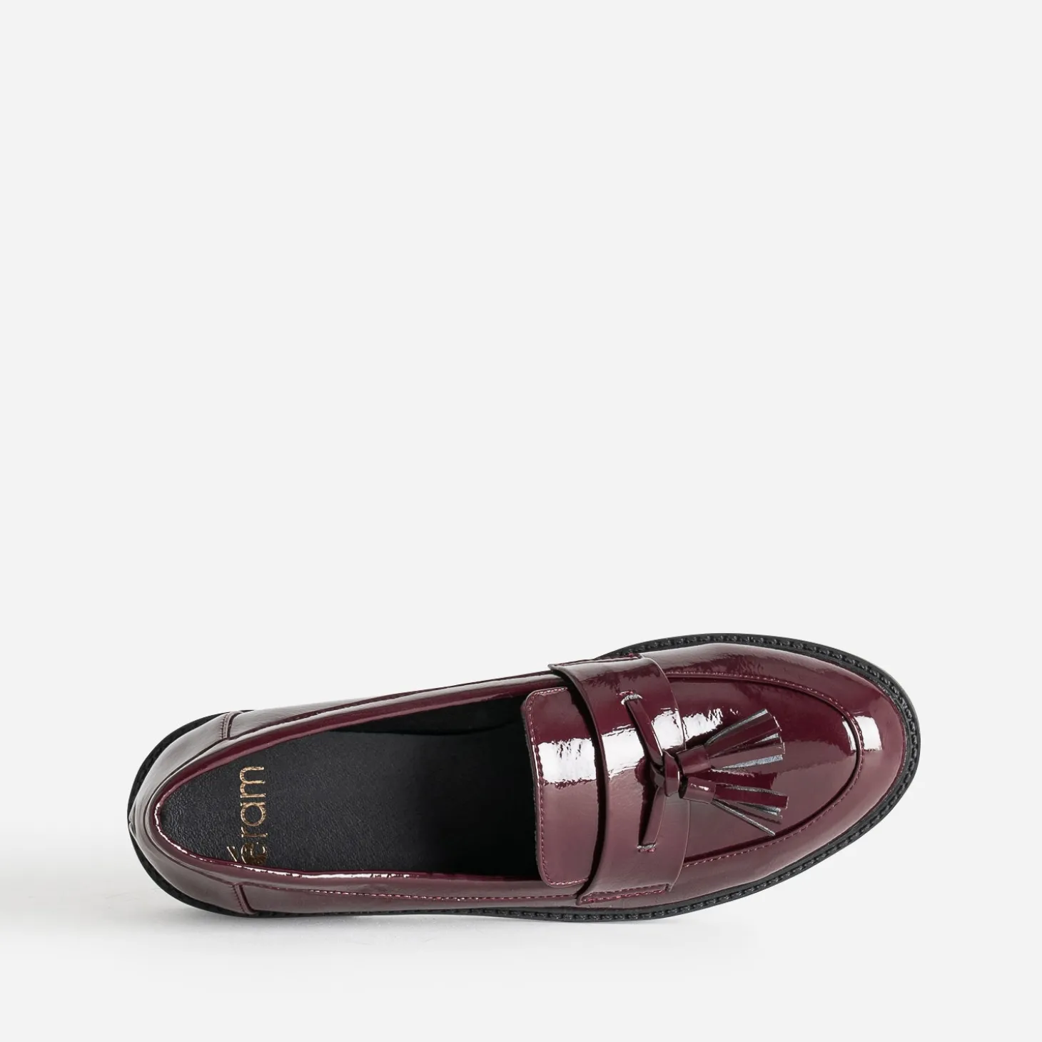 Mocassin bordeaux verni à pampilles