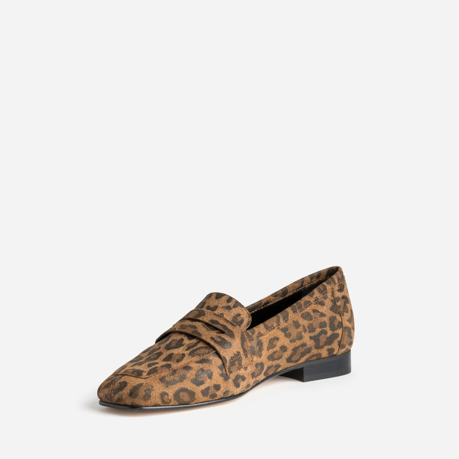 Mocassin camel en cuir velours effet léopard