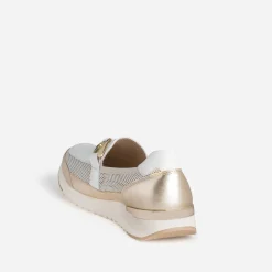 Mocassin confort CAPRICE doré et blanc cuir