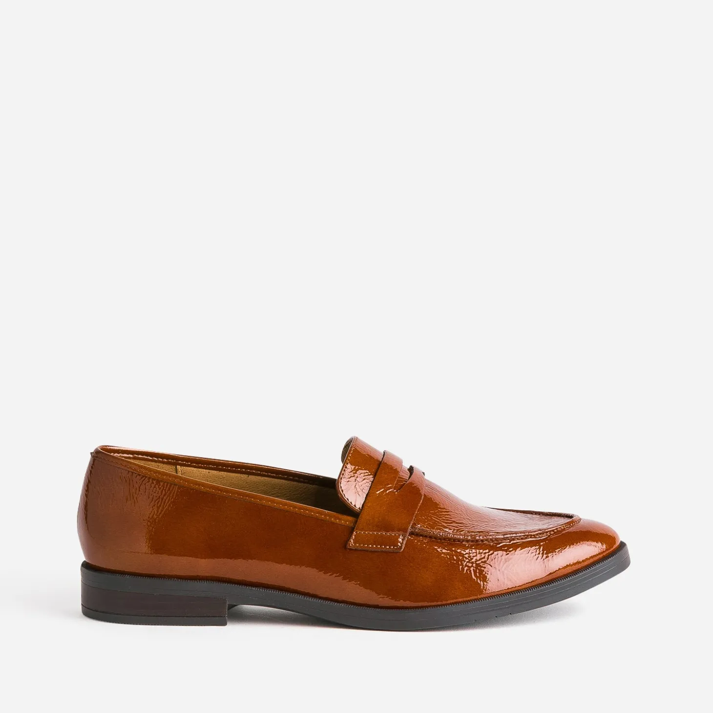 Mocassin ERAM FLEX caramel en cuir verni