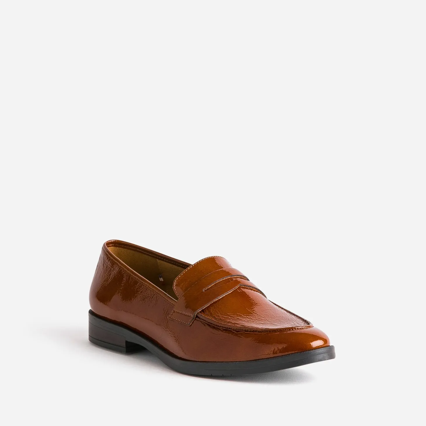 Mocassin ERAM FLEX caramel en cuir verni