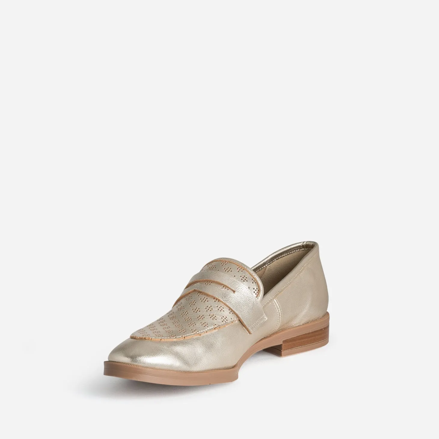 Mocassin ERAM FLEX doré cuir perforé