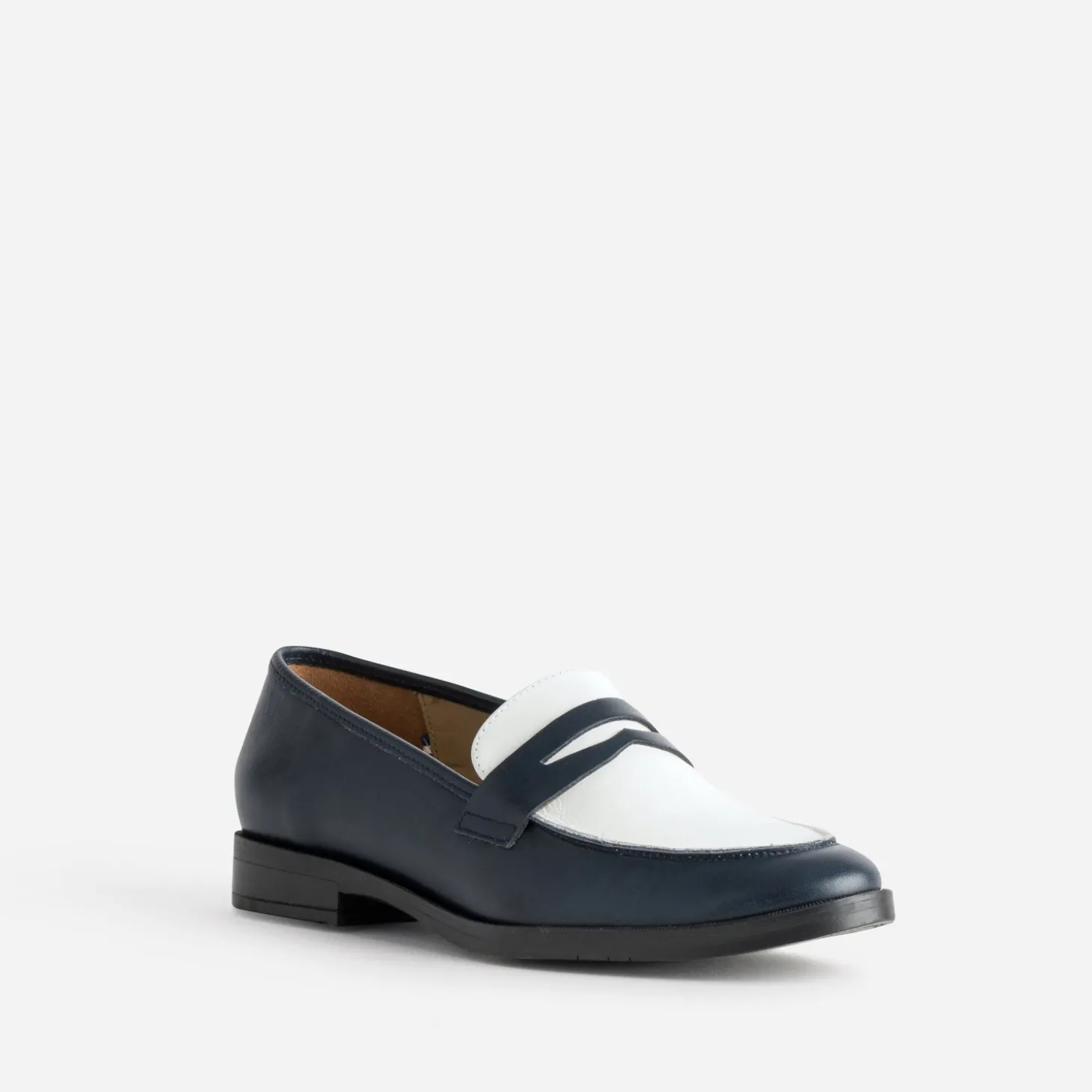 Mocassin ERAM FLEX marine et blanc cuir