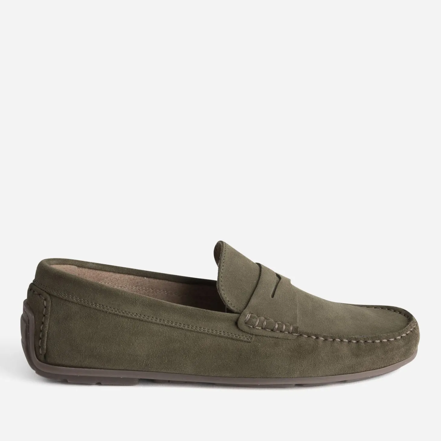 Mocassin kaki éco-conçu en cuir velours