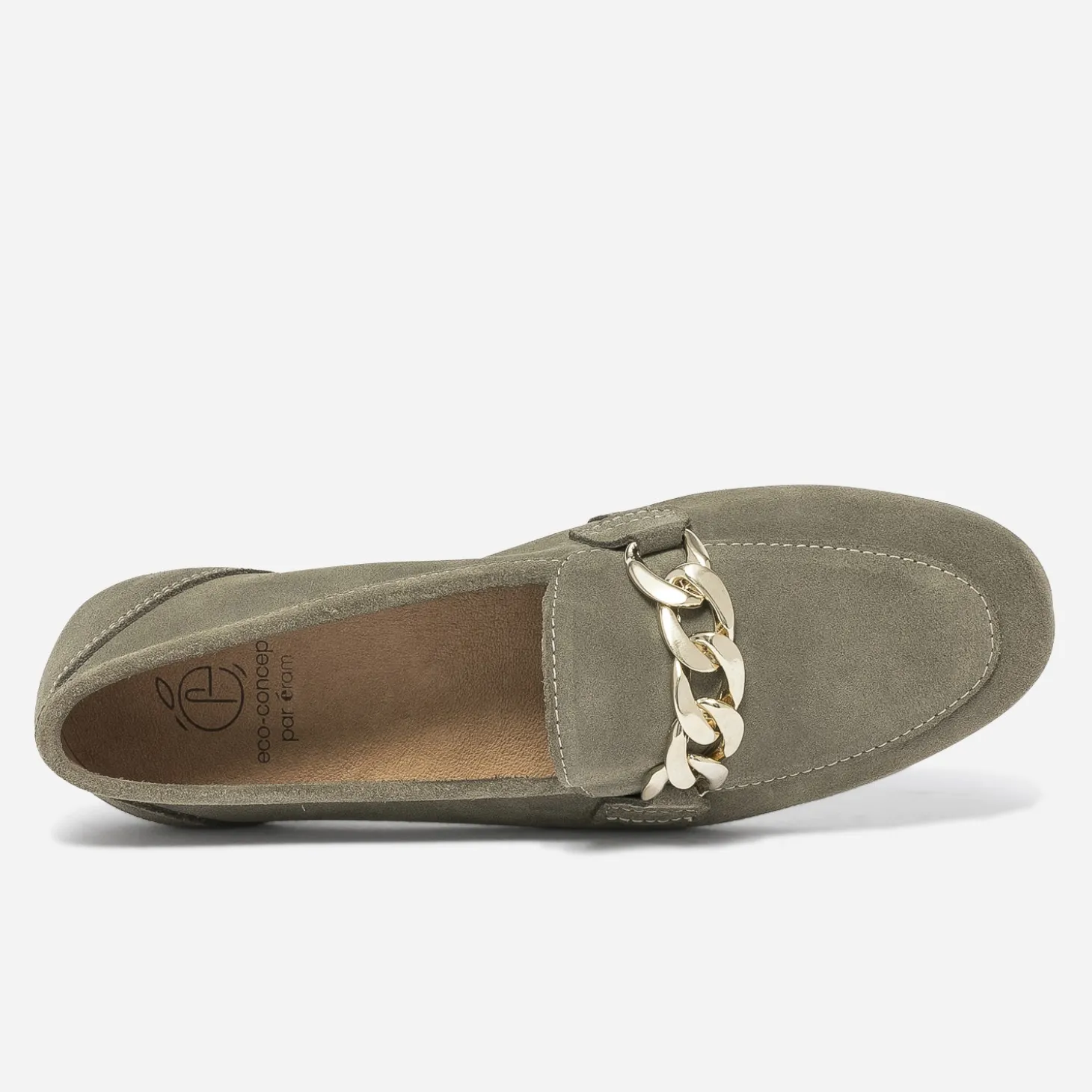 Mocassin kaki éco-conçu en cuir velours