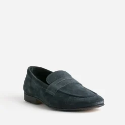 Mocassin marine cuir velours