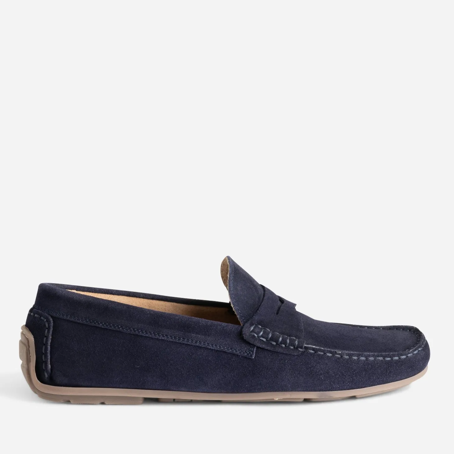 Mocassin marine en cuir velours