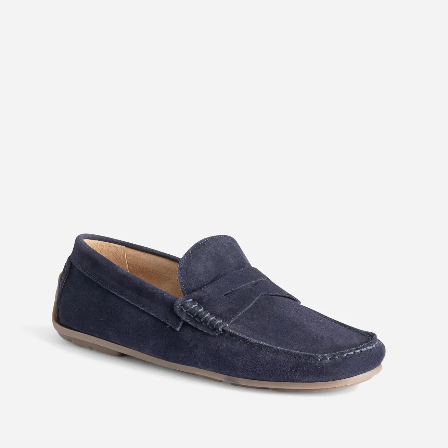 Mocassin marine en cuir velours