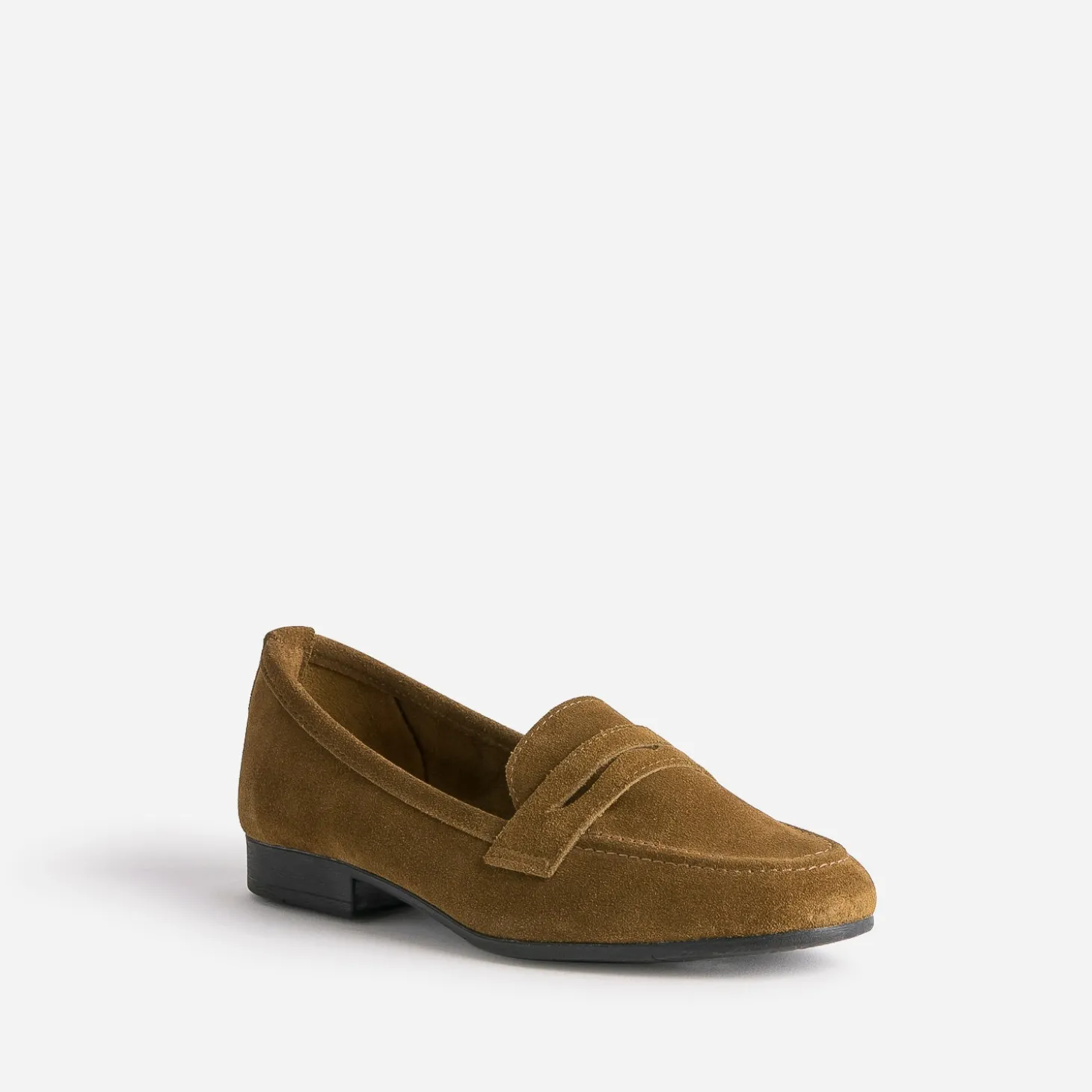 Mocassin marron en cuir velours