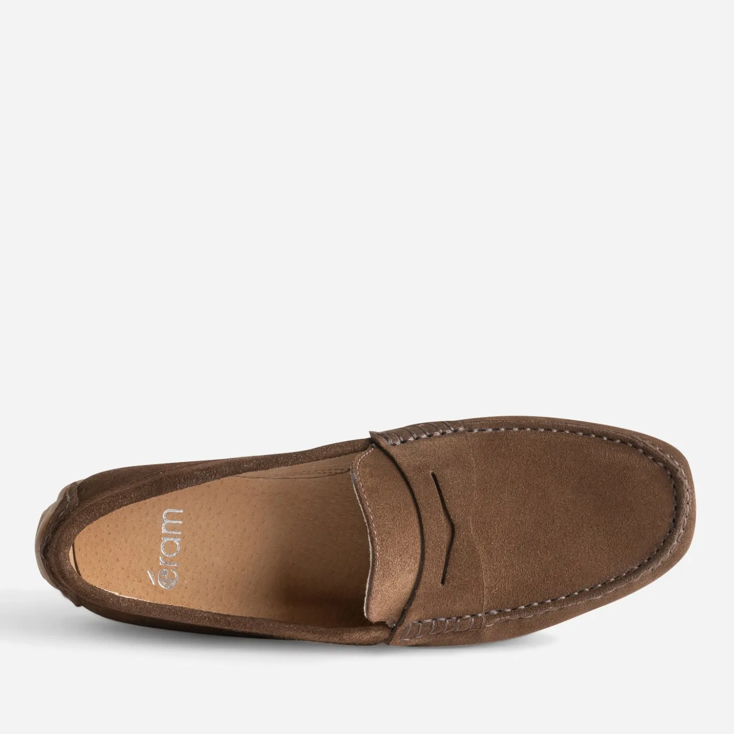 Mocassin marron en cuir velours