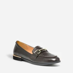 Mocassin marron verni embossé effet python