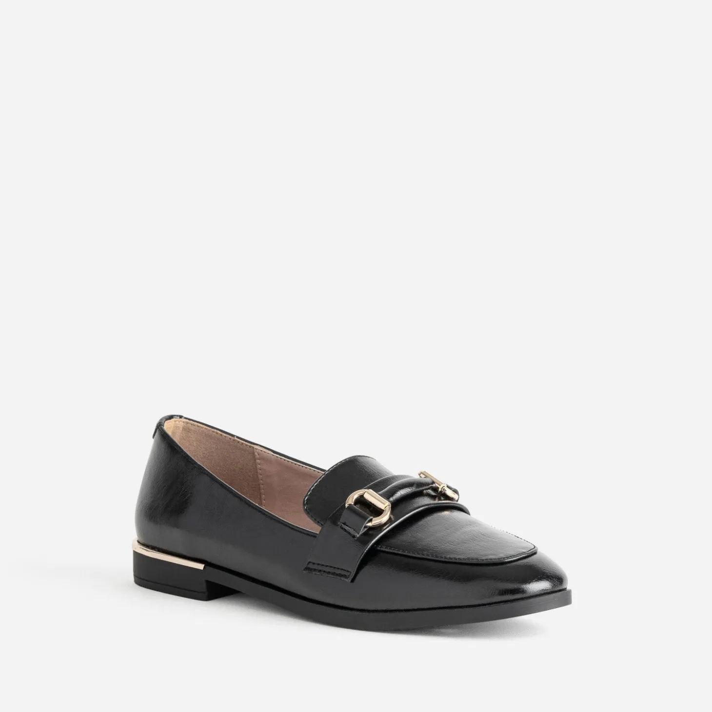 Mocassin noir barrette dorée