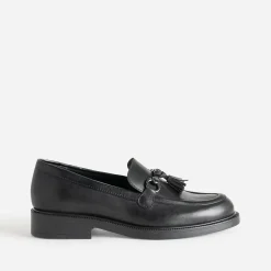 Mocassin noir cuir à pampilles
