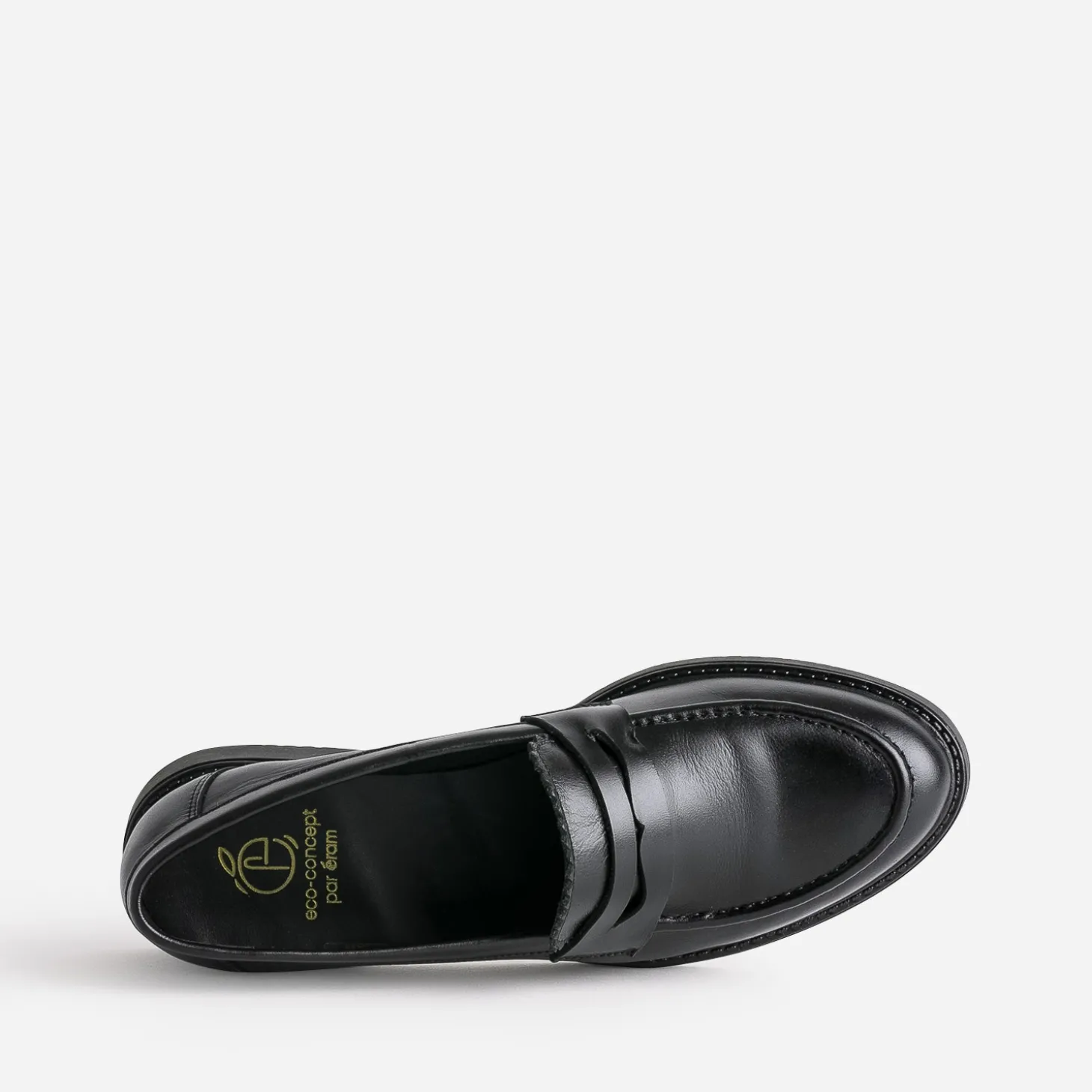 Mocassin noir cuir bord cranté éco-conçu
