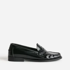 Mocassin noir cuir glacé