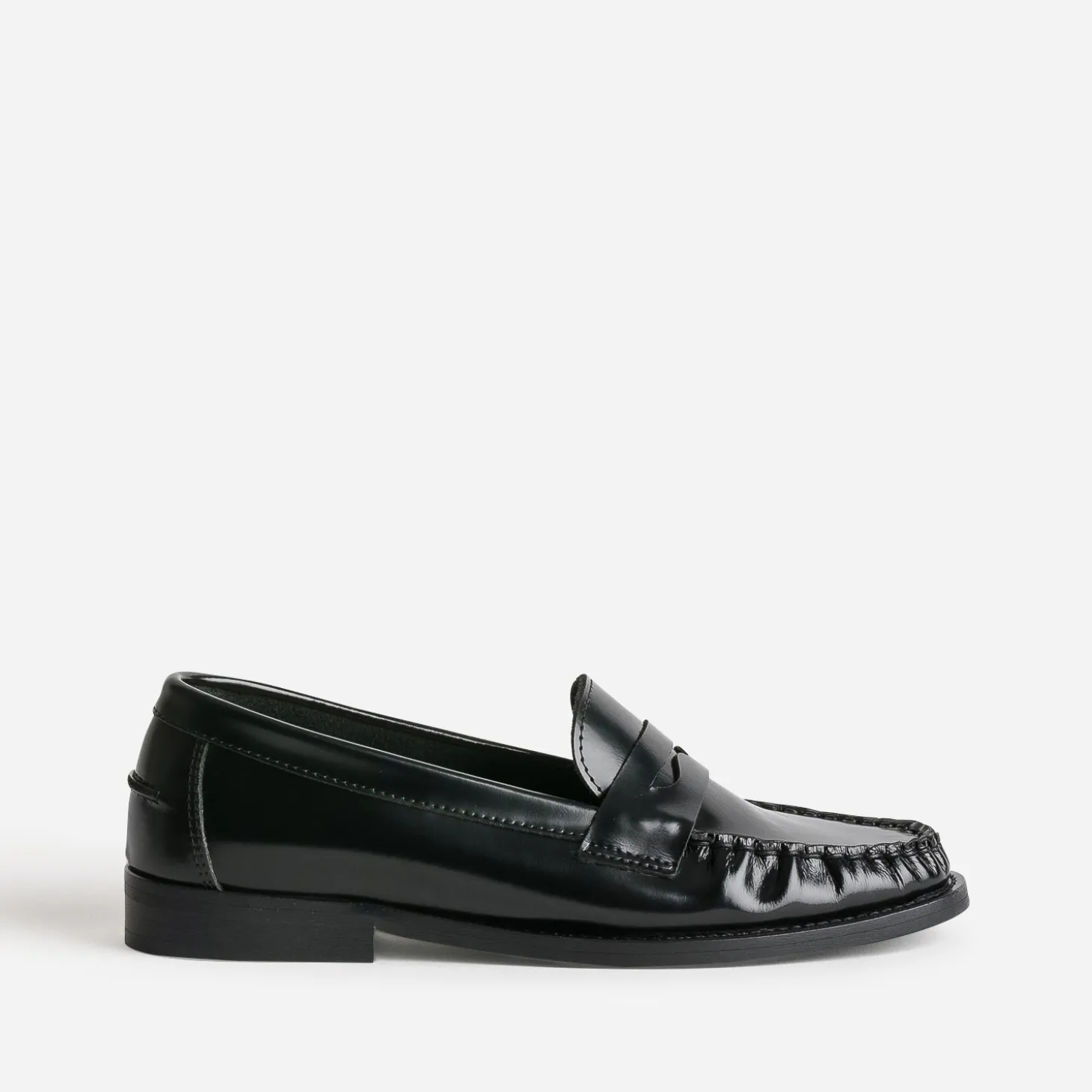 Mocassin noir cuir glacé