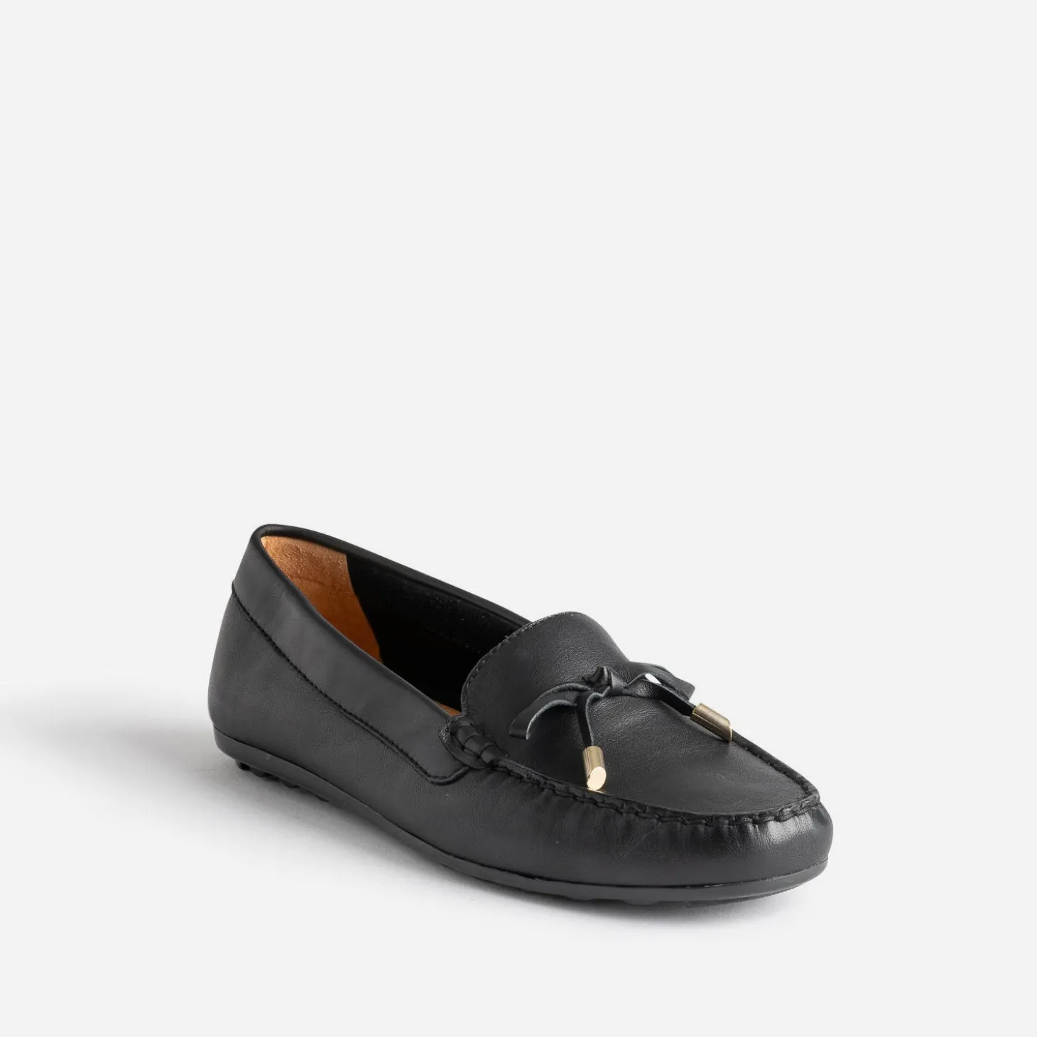 Mocassin noir en cuir