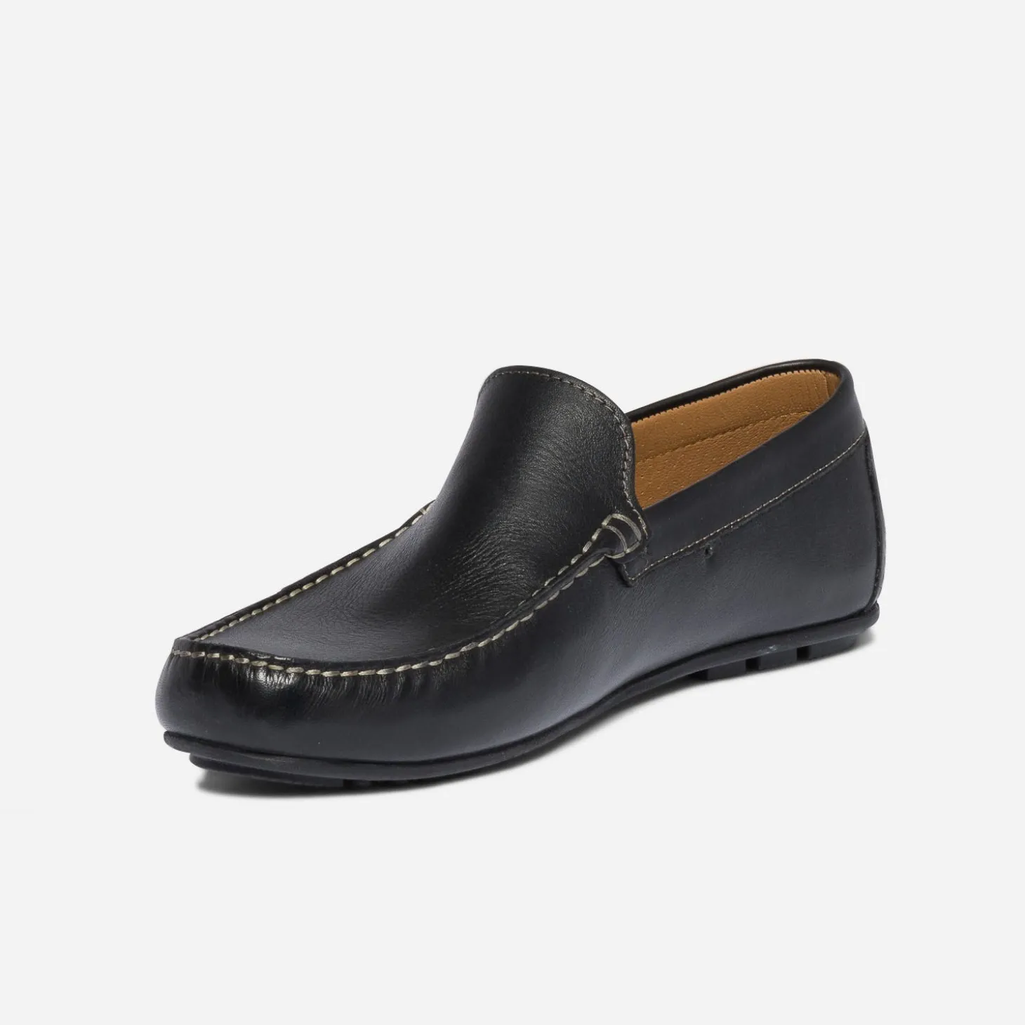 Mocassin noir en cuir