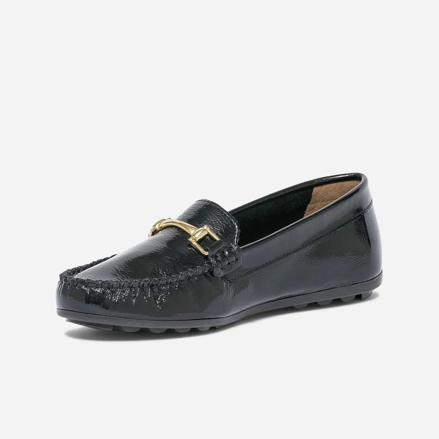 Mocassin noir en cuir verni
