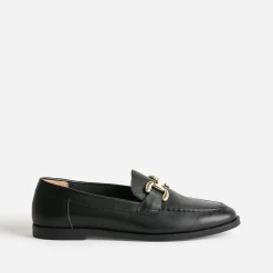 Mocassin noir mors métal doré