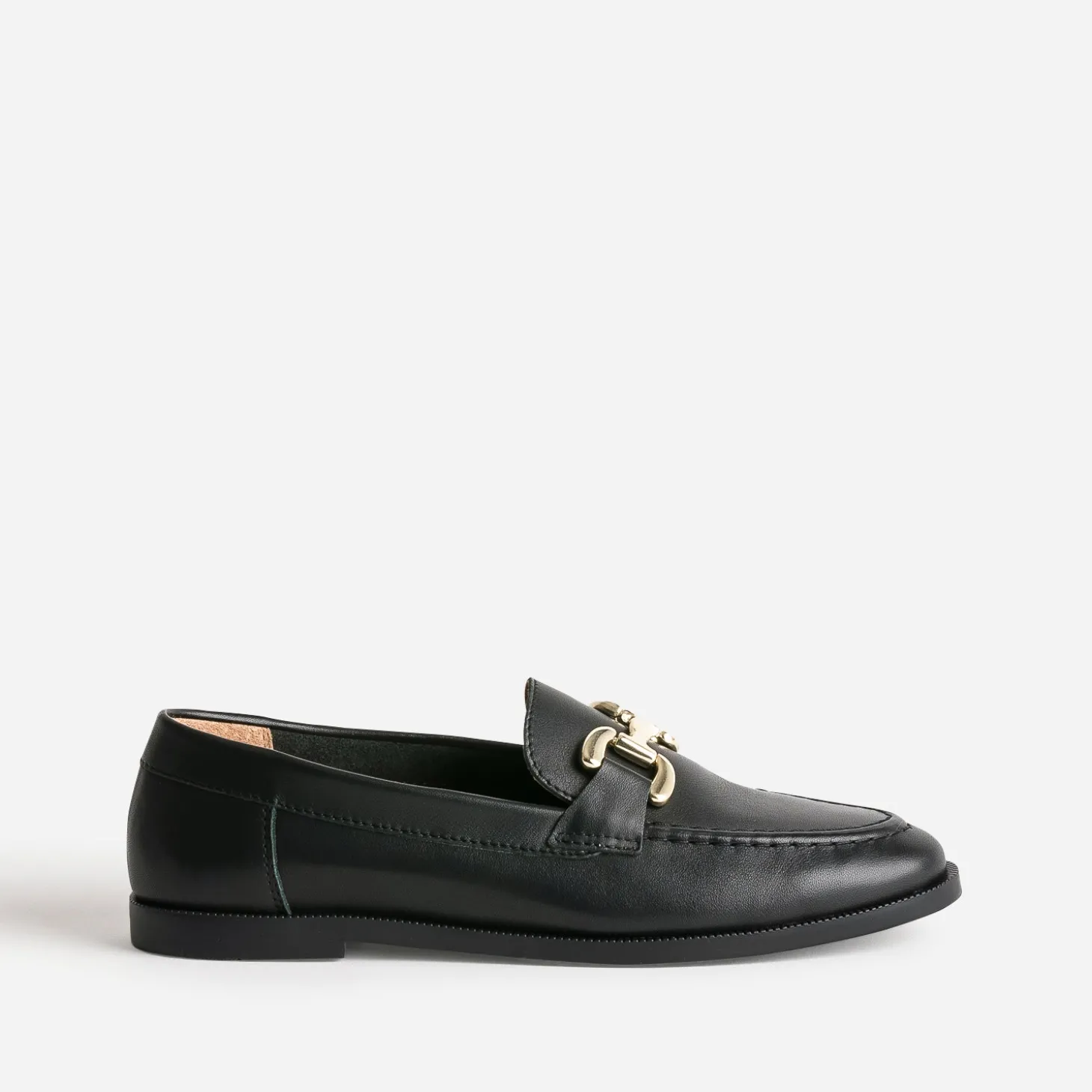 Mocassin noir mors métal doré