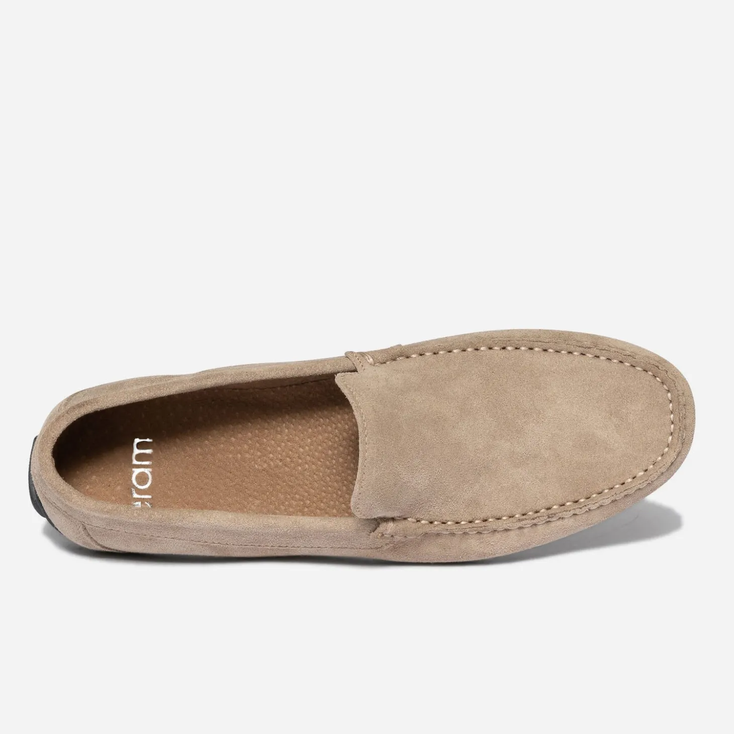 Mocassin taupe en cuir velours