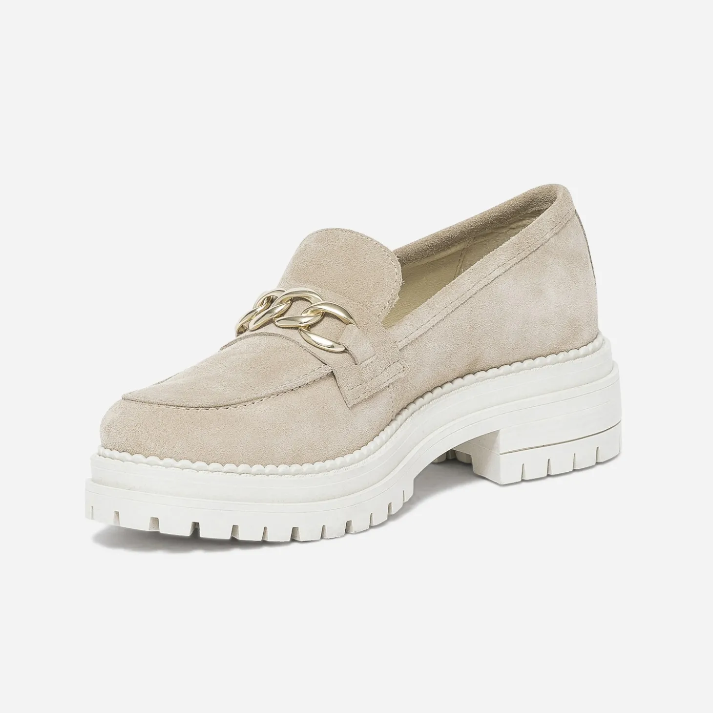 Mocassin TEXTO beige cuir velours semelle épaisse