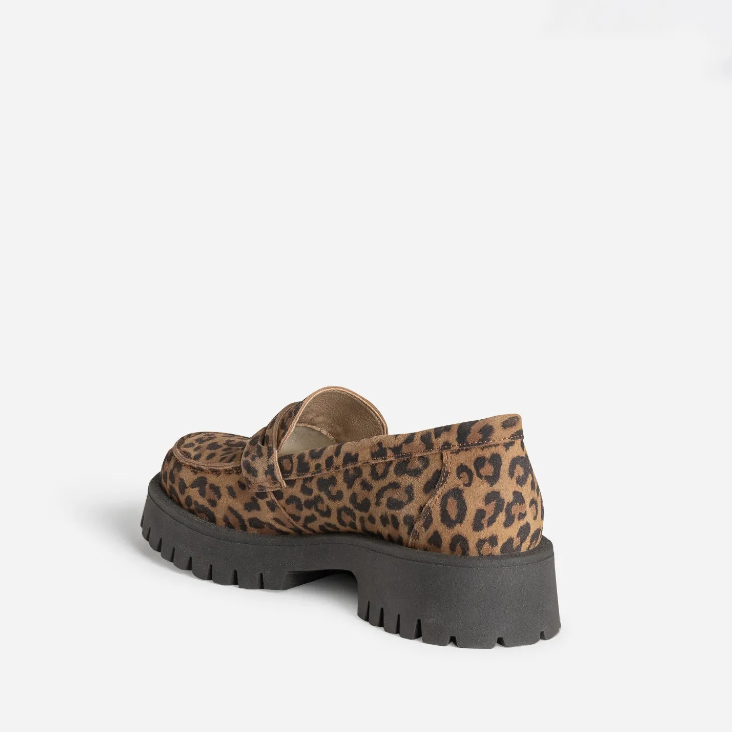 Mocassin TEXTO marron cuir velours motif léopard