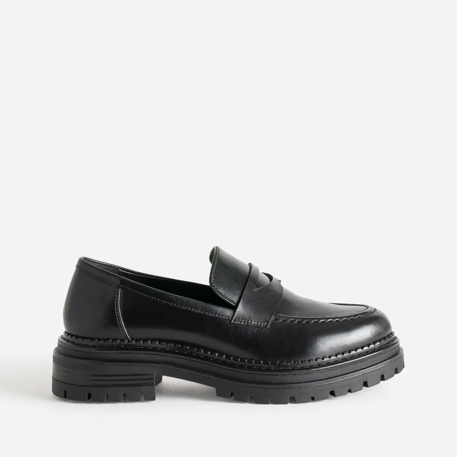 Mocassin TEXTO noir cuir semelle crantée