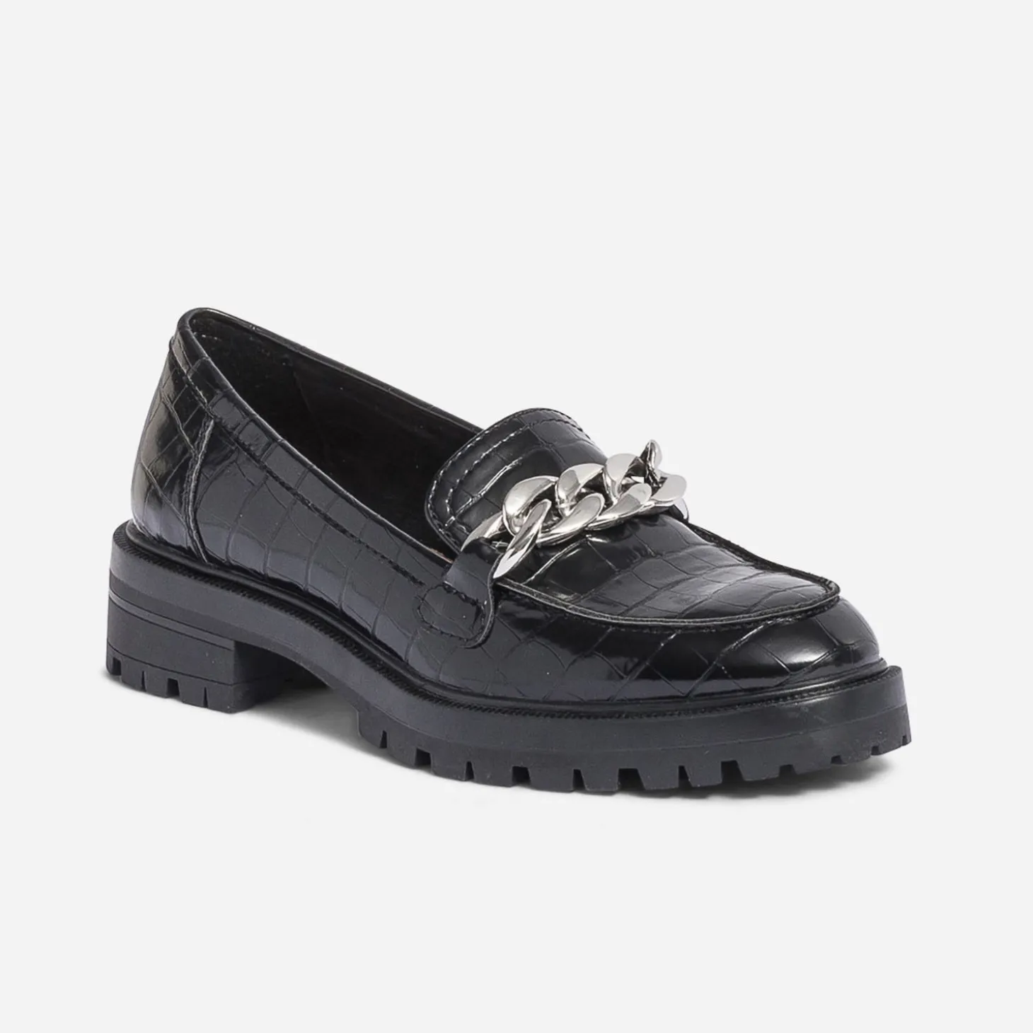 Mocassin TEXTO noir embossé croco