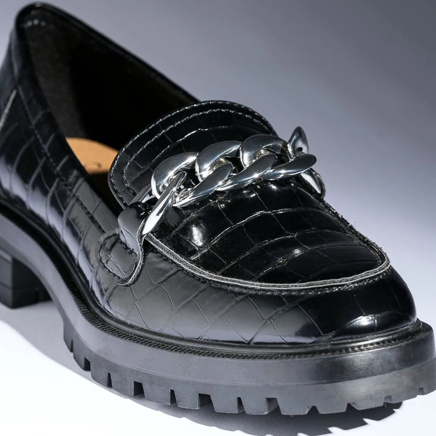 Mocassin TEXTO noir embossé croco