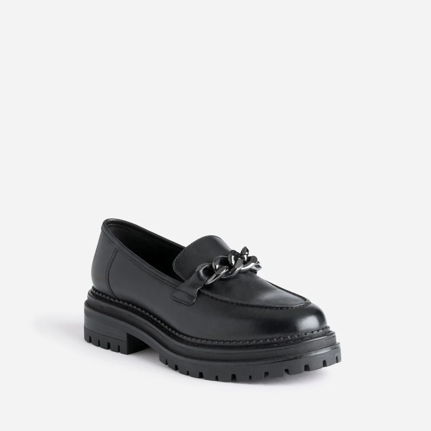 Mocassin TEXTO noir en cuir à semelle crantée