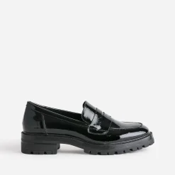 Mocassin TEXTO noir verni cranté