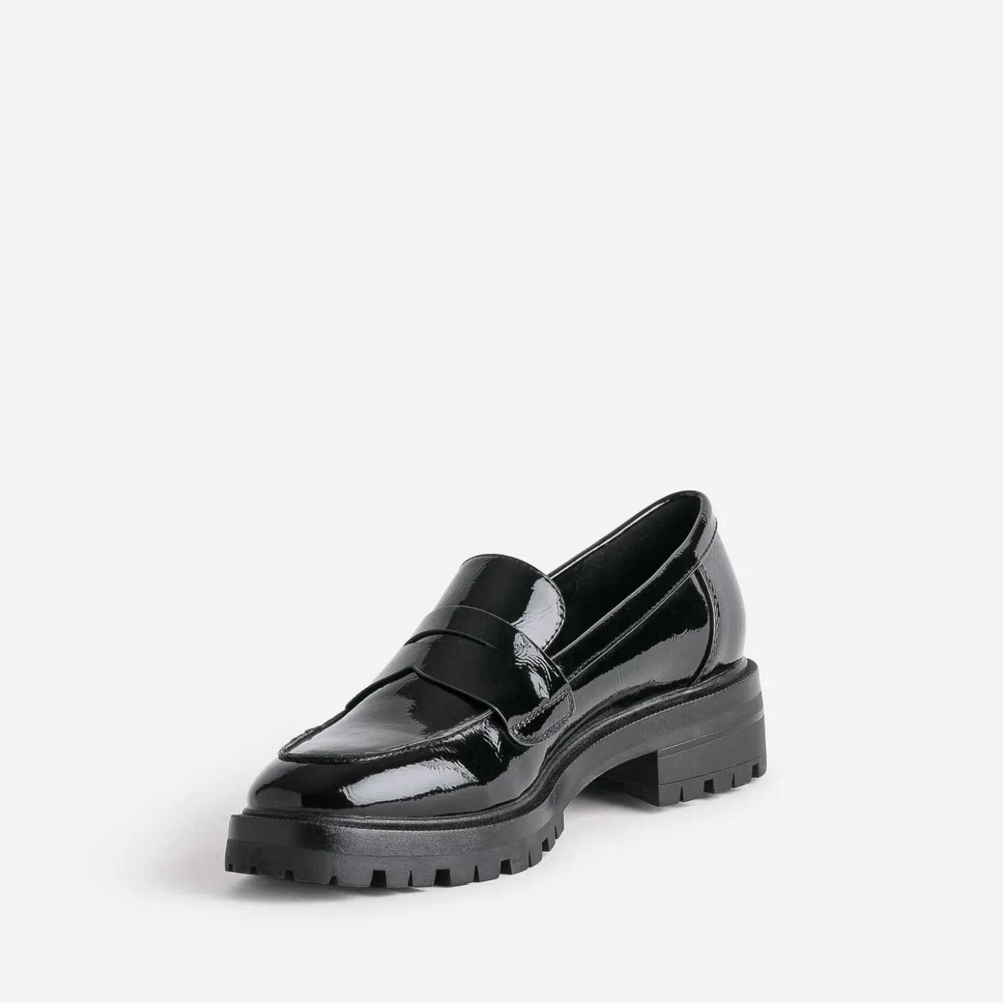 Mocassin TEXTO noir verni cranté
