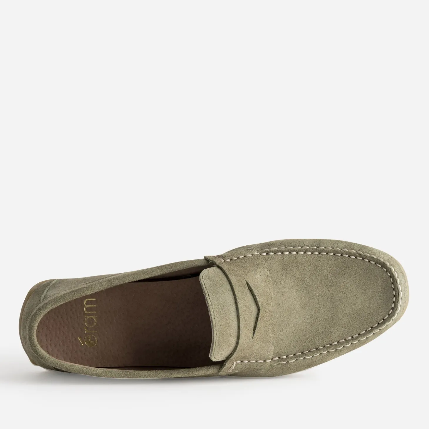 Mocassin-bateau kaki cuir velours