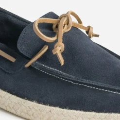 Mocassin-bateau marine en cuir velours