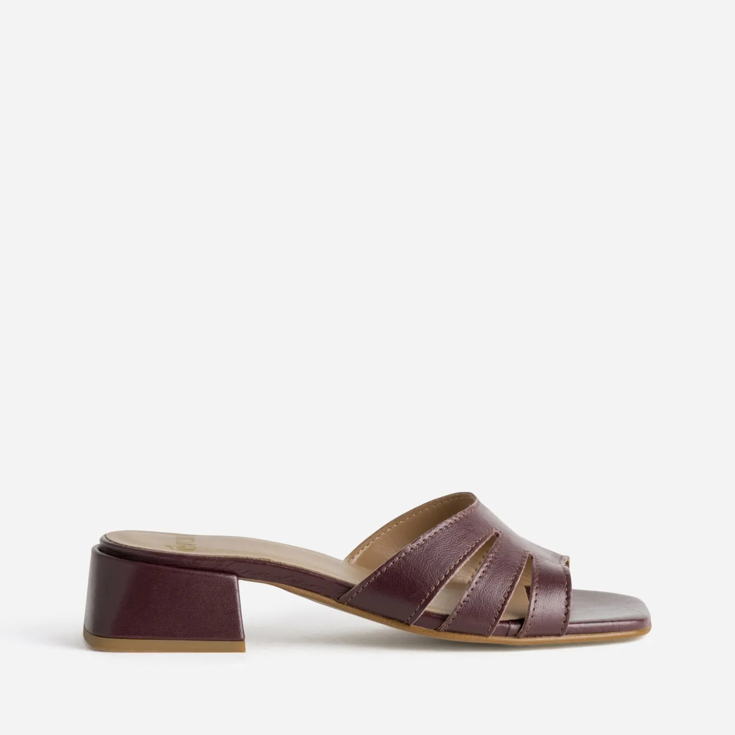 Mule à talon bordeaux cuir